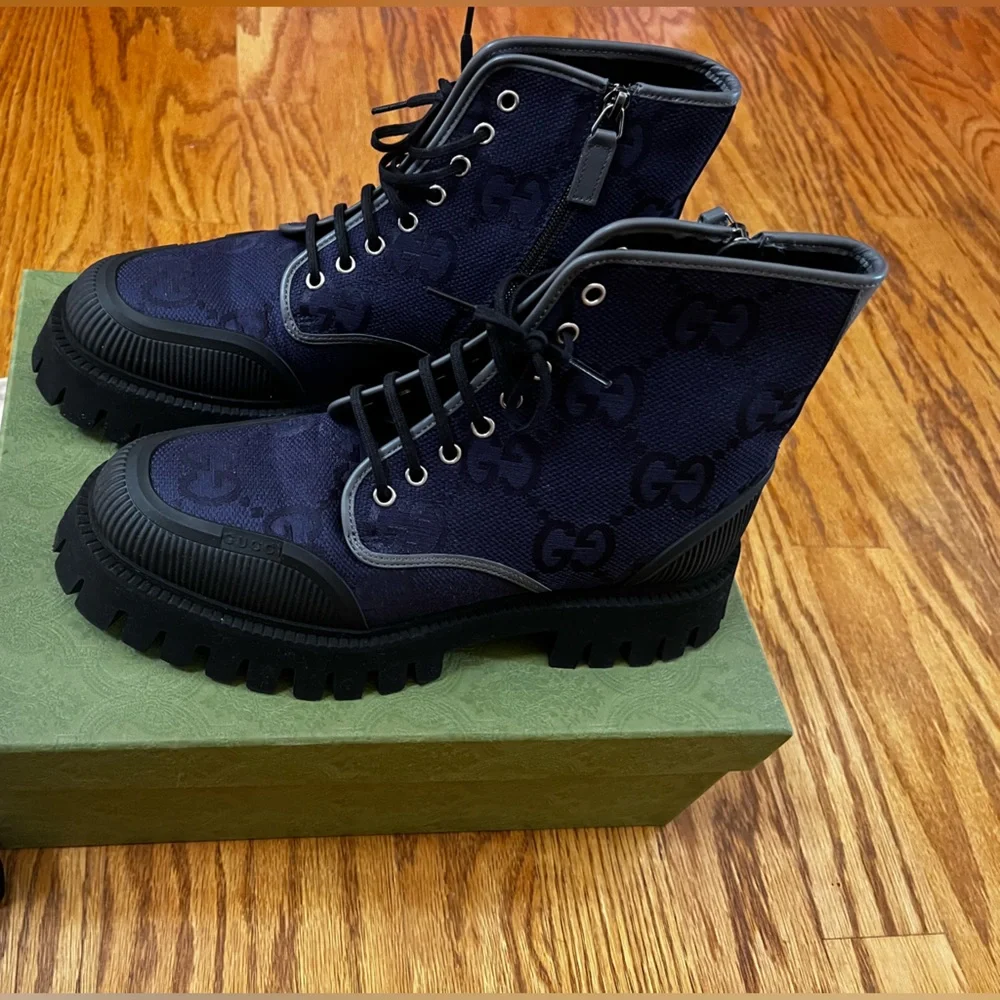 Gucci Maxi GG Lace Up Men Boots SIZE 9 - Picture 3 of 9